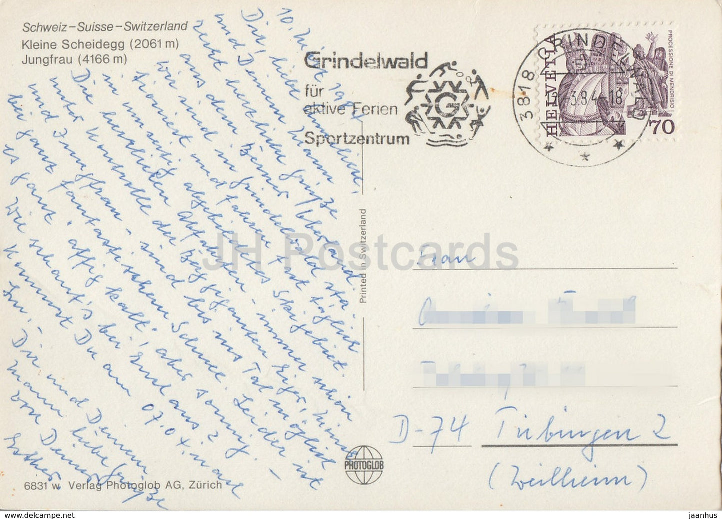 Kleine Scheidegg 2061 m - Jungfrau 4166 m - 1984 - Switzerland - used