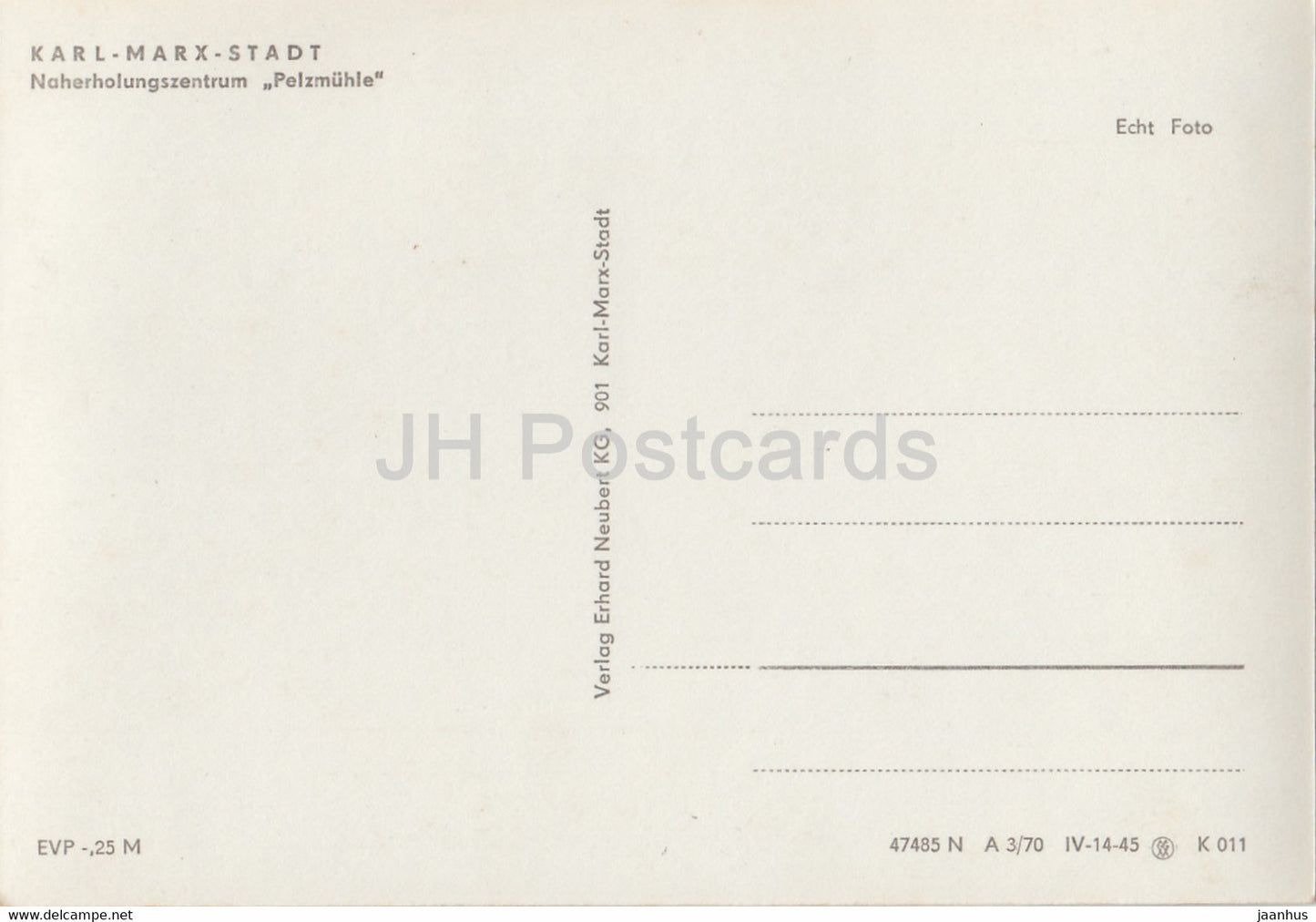 Karl Marx Stadt - Chemnitz - Naherholungszentrum - Pelzmuhle - Germany DDR - unused