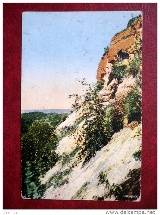 Motiv aus Eesti by Parikas - Estonian landscape - steep rocky coast - HOTS - nr. 118 - old postcard - Estonia - used - JH Postcards