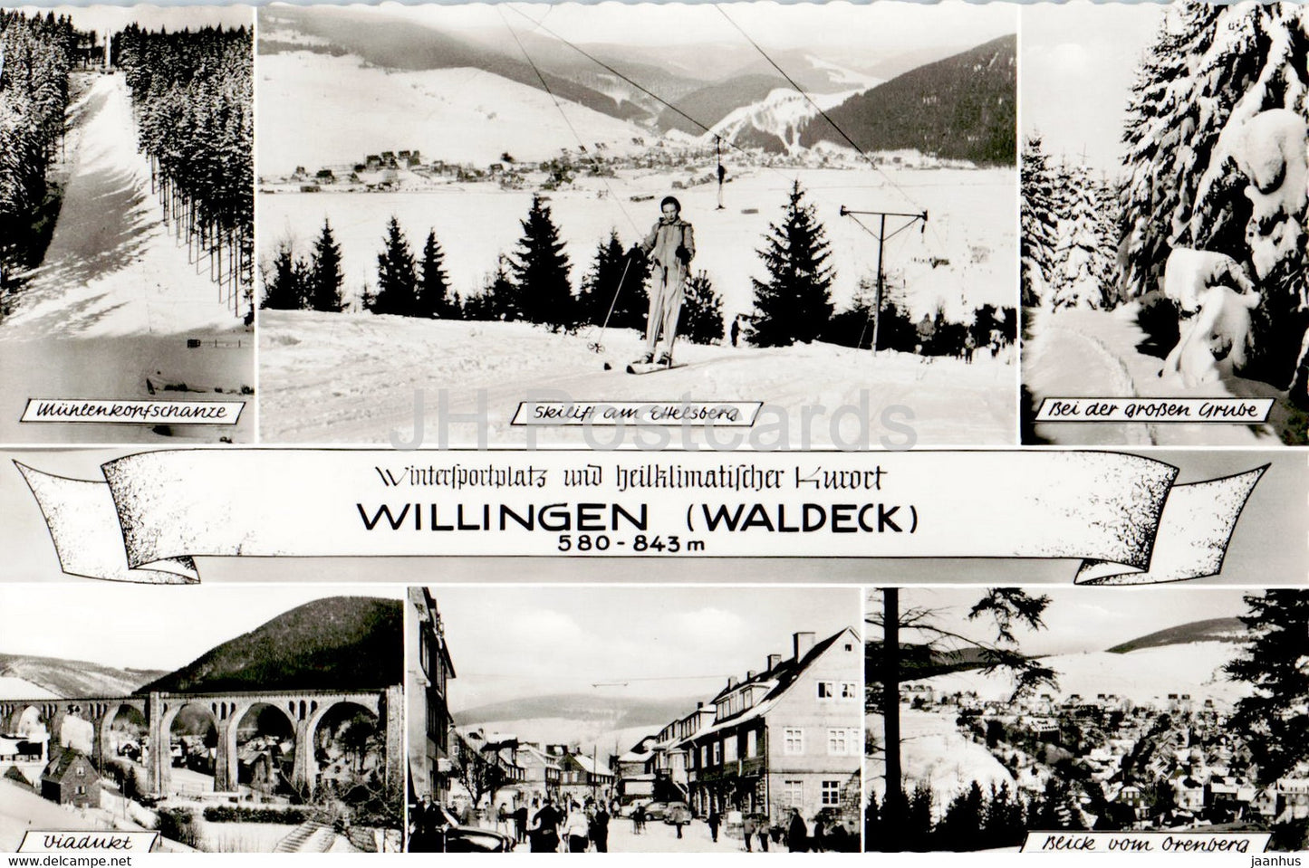 Wintersportplatz und heilklimatischer Kurort - Willingen - Muhlenkopfschanze - Skilift - old postcard - Germany - used - JH Postcards
