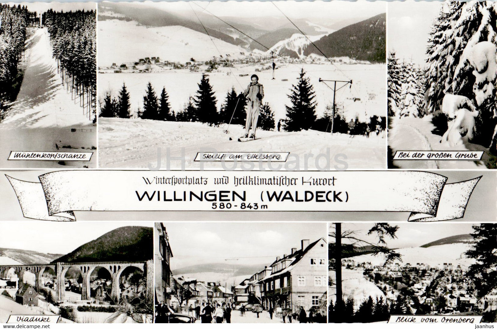 Wintersportplatz und heilklimatischer Kurort - Willingen - Muhlenkopfschanze - Skilift - old postcard - Germany - used - JH Postcards