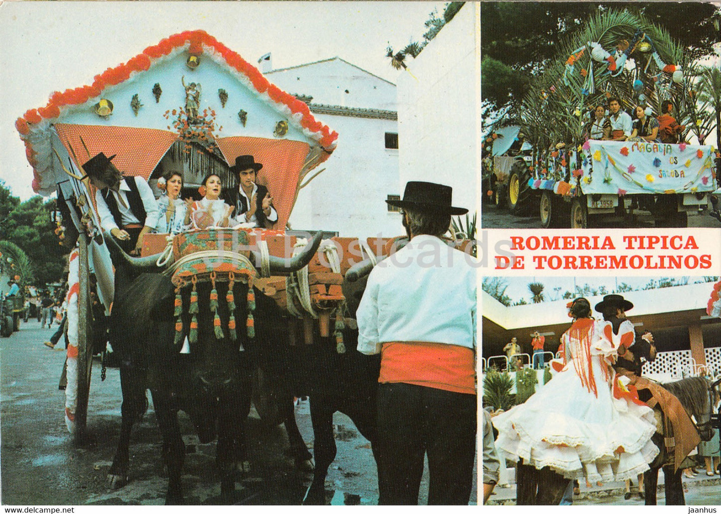 Torremolinos - Romeria Tipica - Typical Pilgrimage - folk costumes - folk festival - bull multiview - 19 - Spain -  used - JH Postcards