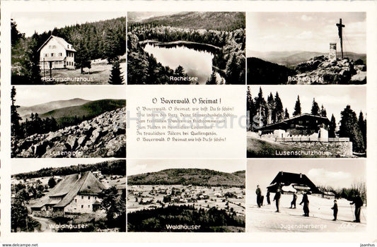 O Bayerwald O Heimat - Rachelschutzhaus - Rachelsee - Rachelgipfel - Lusengipfel - old postcard - Germany - unused - JH Postcards
