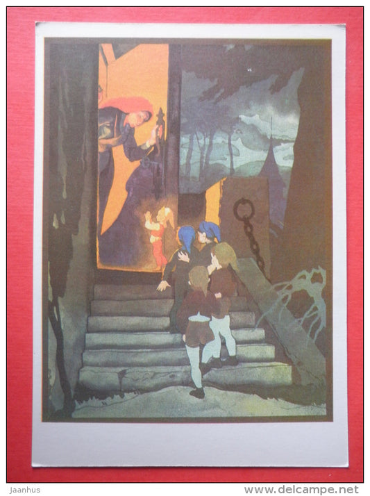 illustration by B. Dehterev - By Cannibal - Little Tom Thumb by C. Perrault - 1979 - Russia USSR - unused - JH Postcards