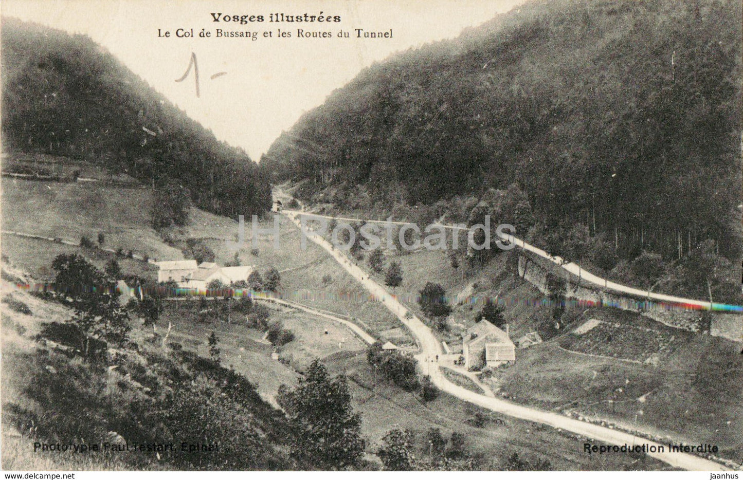 Le Col de Bussang et les Routes du Tunnel - Vosges Illustrees - old postcard - France - unused - JH Postcards