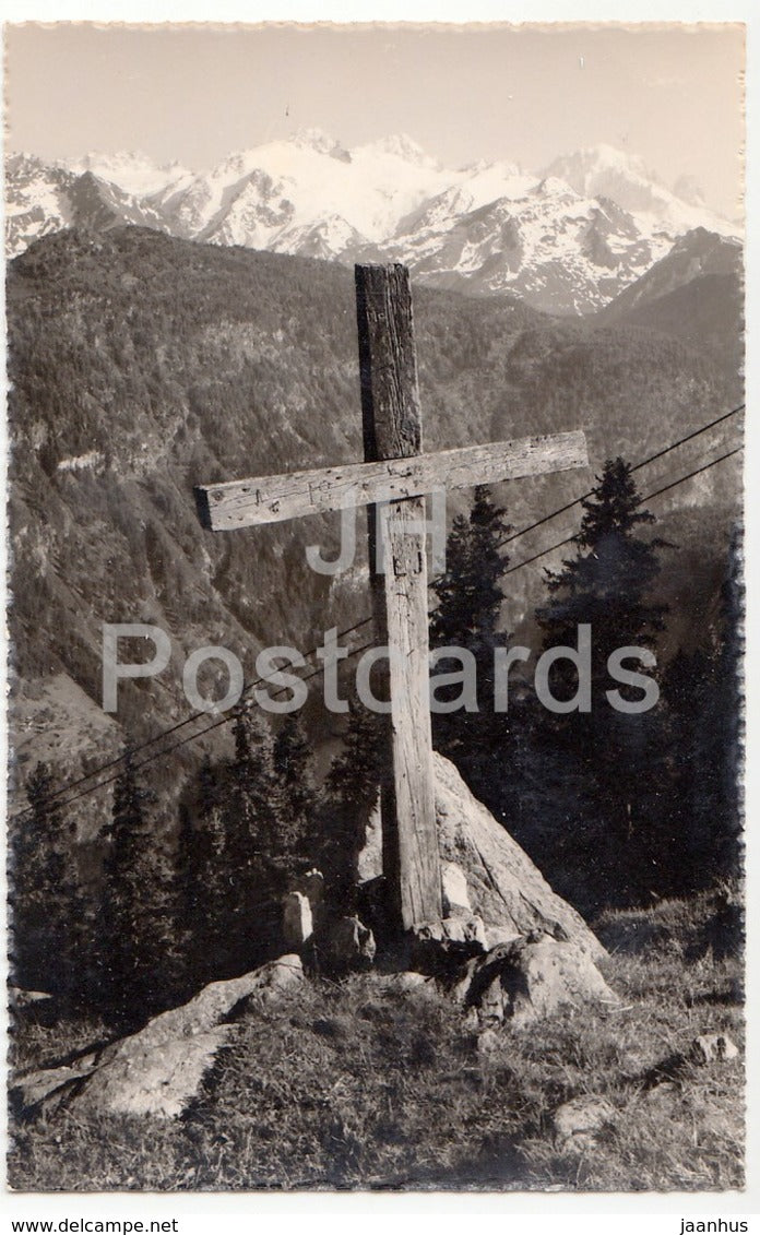 La Creusaz sur Les Marecottes et le massif du Trient - 7141 - Switzerland - 1958 - used - JH Postcards