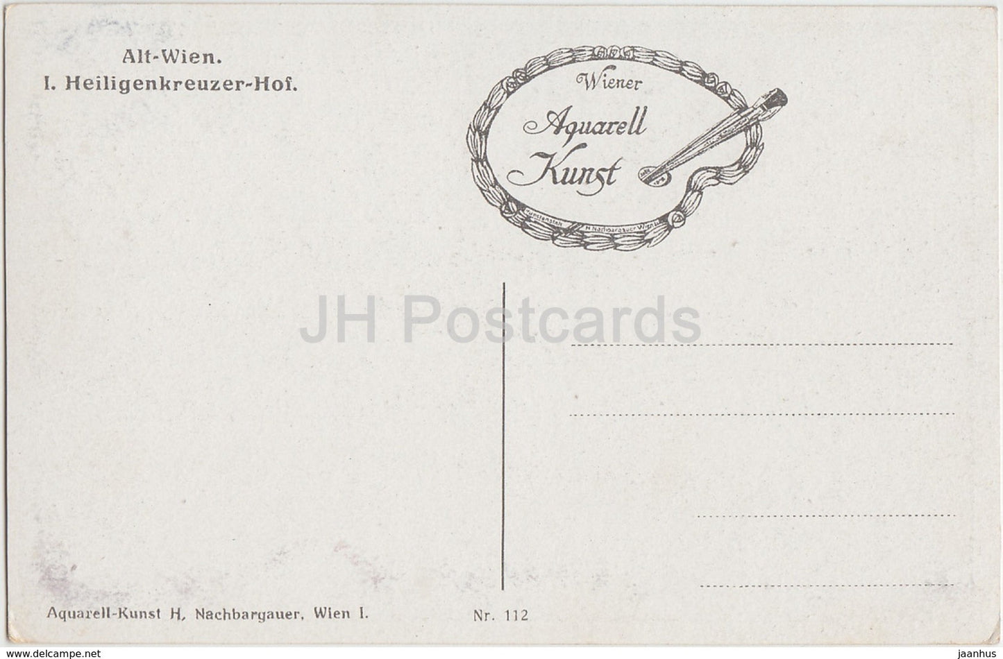 Alt Wien - Heiligenkreuzer Hof - Vienna - Wiener Aquarell Kunst - 112 - old postcard - Austria - unused