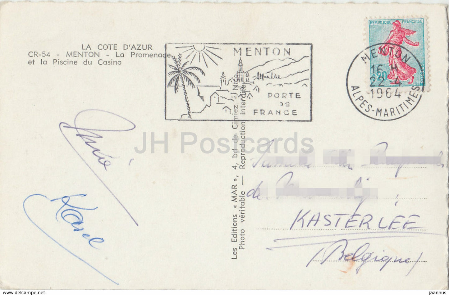 Menton - La Promenade et la Piscine du Casino - Strand - 1964 - Frankreich - gebraucht