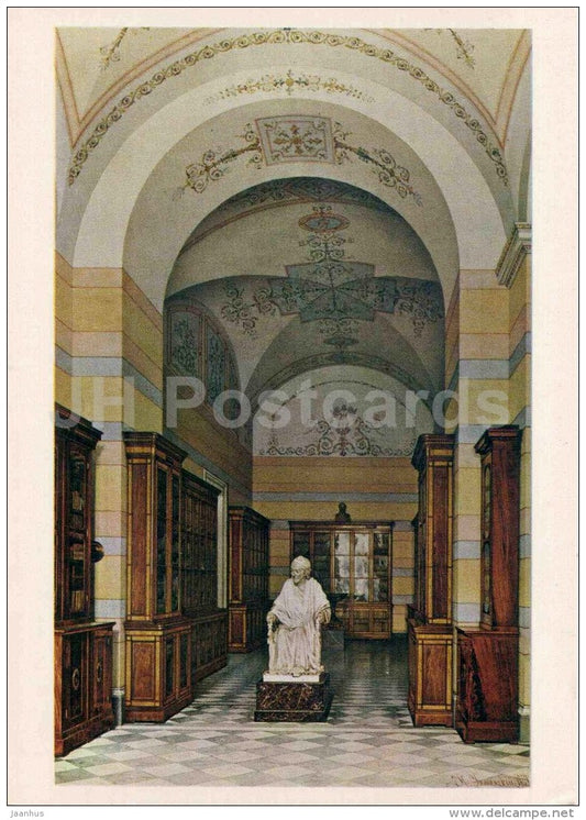 Voltaire's library with statue - The New Hermitage - St. Petersburg - Leningrad - 1975 - Russia USSR - unused - JH Postcards