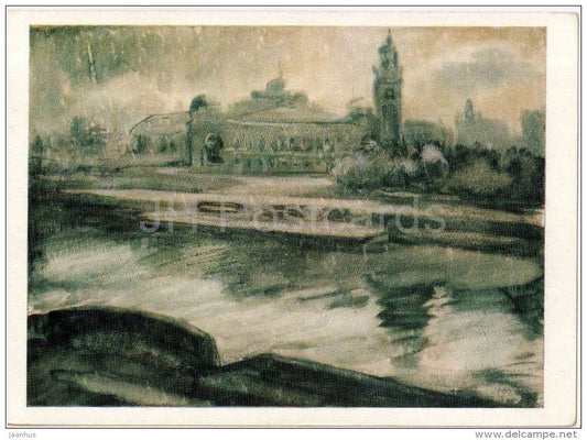 painting by A. Kosogov - Spring Rain 1980 - russian art - unused - JH Postcards