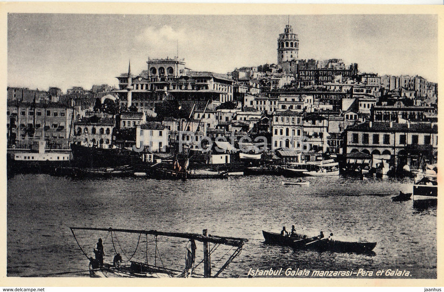 Istanbul - Pera et Galata - boat - 1 - old postcard - Turkey - unused - JH Postcards