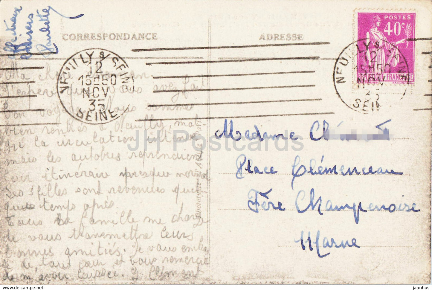 Neuilly sur Seine - Panorama et Vue Generale de l'Institution Ste Genevieve - 2 - old postcard - 1935 - France - used