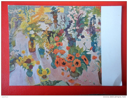 painting by O. Zardaryan . Still Life . Spring Floers - armenian art - unused - JH Postcards
