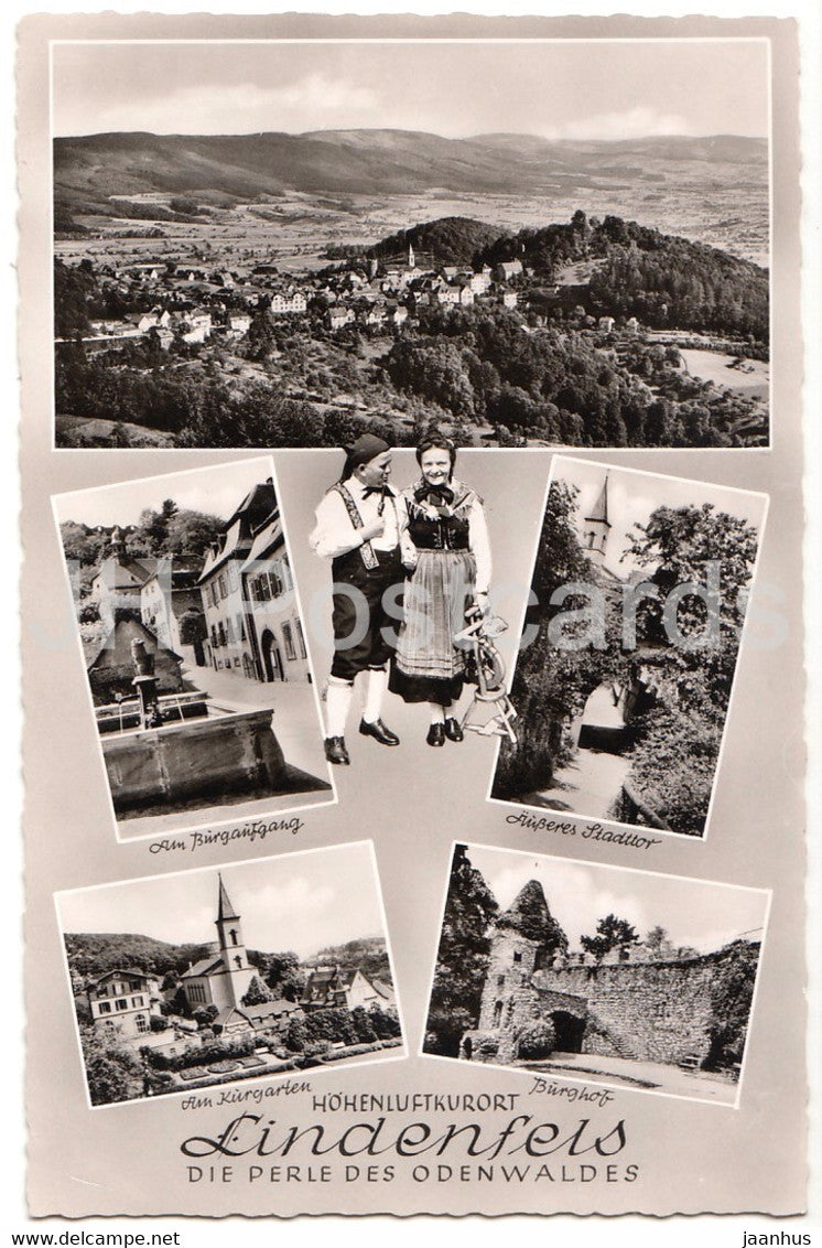 Hohenluftkurort Lindenfels Die Perle des Odenwaldes - Kurgarten - Burghof - Germany - unused - JH Postcards