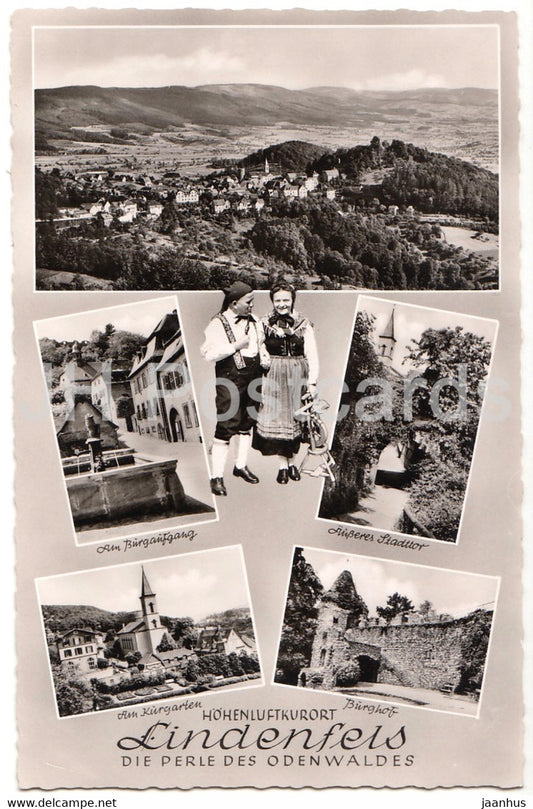 Hohenluftkurort Lindenfels Die Perle des Odenwaldes - Kurgarten - Burghof - Germany - unused - JH Postcards
