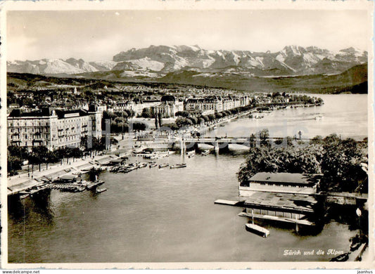Zurich und die Alpen - bridge - 1778 - old postcard - Switzerland - unused - JH Postcards
