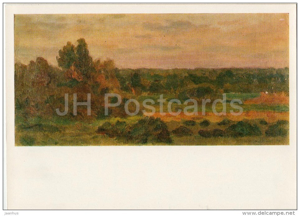 painting by N. Krymov - Sunset , 1940 - Russian art - Russia USSR - 1976 - unused - JH Postcards