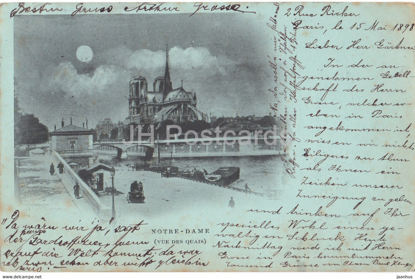 Paris - Notre Dame - Vue des Quais - old postcard - 1898 - France - used - JH Postcards