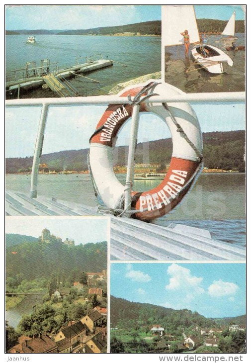 Vranovska Prehrada - dam - Vranov nad Dyji - Frejstejn castle - sailing boat - Czechoslovakia - Czech - used 1975 - JH Postcards