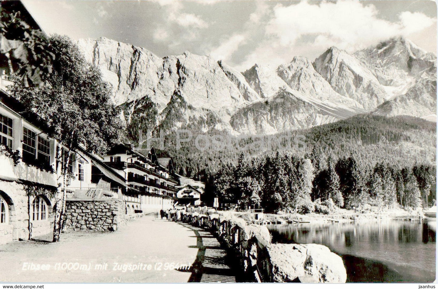 Eibsee 1000 m mit Zugspitze 2964 m - old postcard - 1957 - Germany - used - JH Postcards