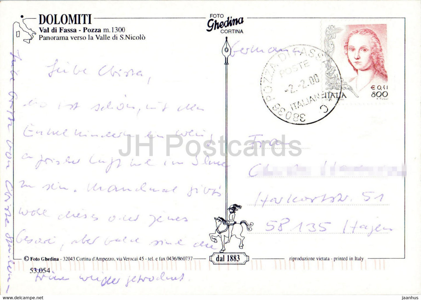 Val di Fassa - Pozza - Panorama verso la Valle di S Nicolo - 2000 - Italy - used