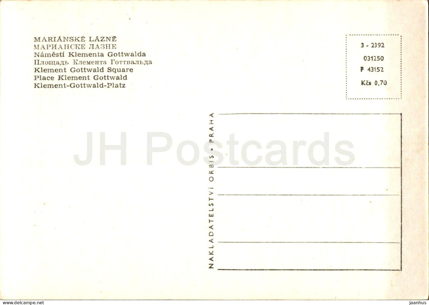 Marianske Lazne - Namesti Klementa Gottwalda - Place Klement Gottwald - République tchèque - Tchécoslovaquie - inutilisé