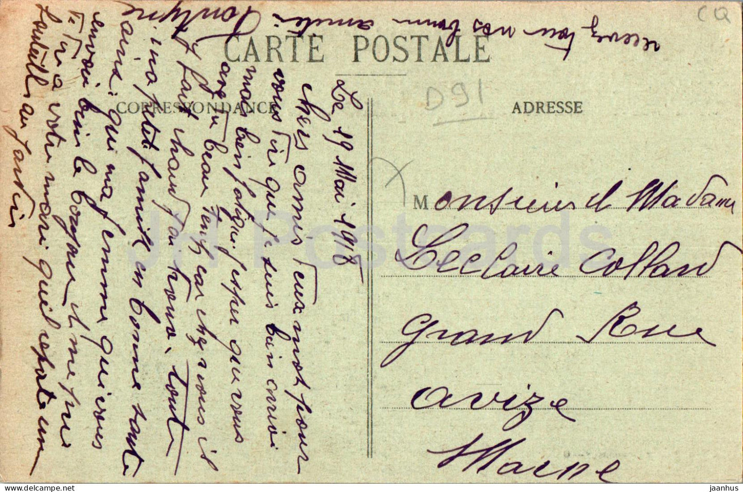 Dourdan - Vue Générale - Historique de la Ville - carte postale ancienne - 1918 - France - utilisé 