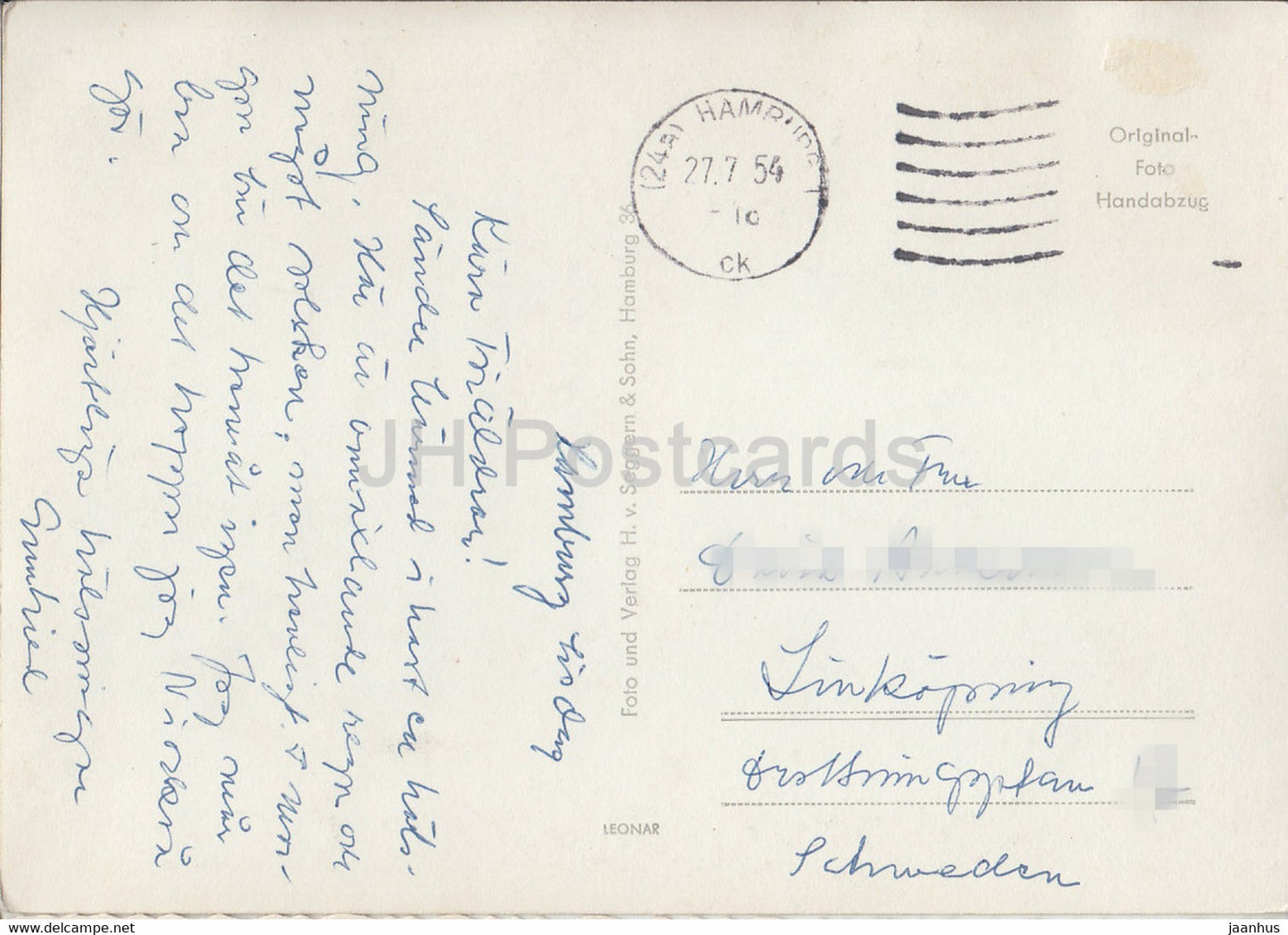 Hambourg - Elbtunnel - carte postale ancienne - 1954 - Allemagne - utilisé