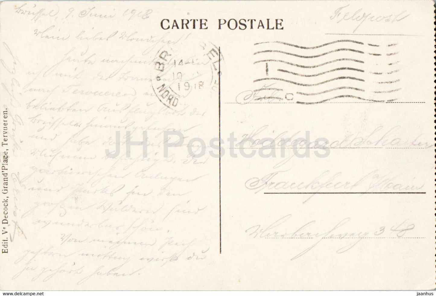 Tervueren - Tervuren - Les Grands Bassins et le pont dans le parc Royal - alte Postkarte - 1918 - Belgien - gebraucht