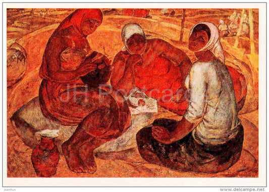 painting by B. Arakcheyev - Bread , 1969 - women - belarus art - unused - JH Postcards