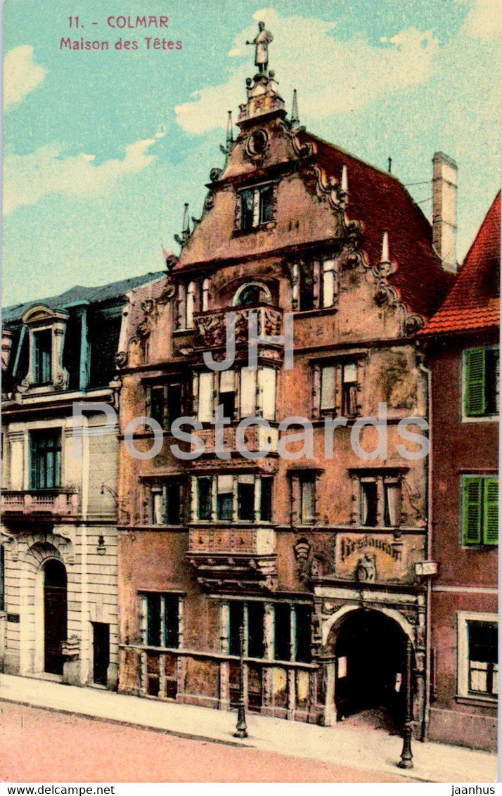 Colmar - Maison des Tetes - 11 - old postcard - 1924 - France - used - JH Postcards