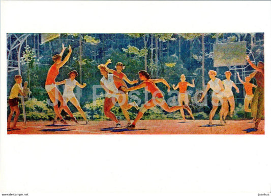 painting by Y. Korolev and B. Talberg - basketball - sport - Russian art - 1963 - Russia USSR - unused - JH Postcards