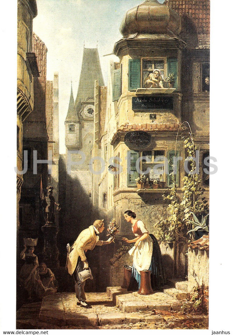 painting by Carl Spitzweg - Der ewige Hochzeiter - Forever Groom - German art - Germany - unused - JH Postcards