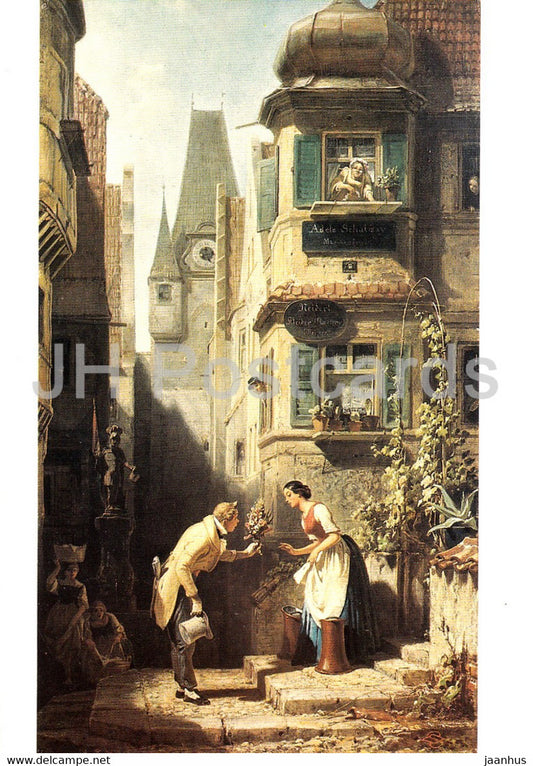 painting by Carl Spitzweg - Der ewige Hochzeiter - Forever Groom - German art - Germany - unused - JH Postcards
