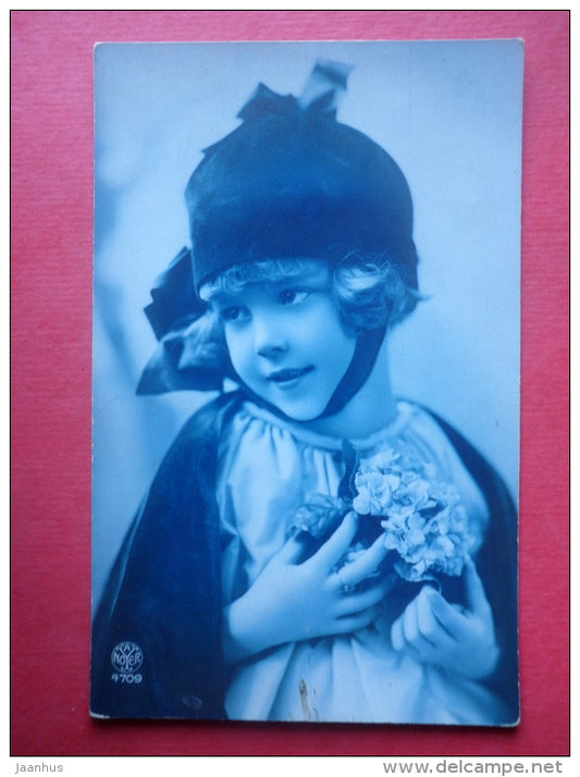 children - boy - flowers - Noyer 4709 - circulated in Estonia 1929 - JH Postcards