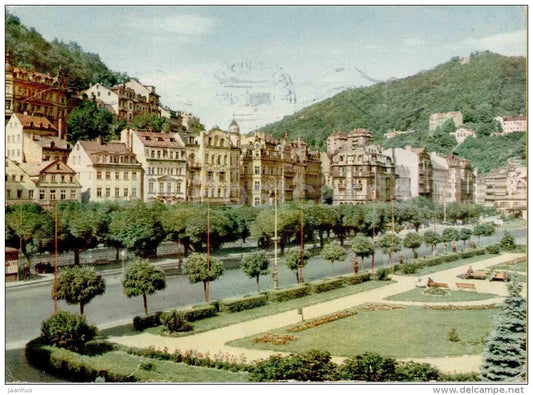 spa - Lenin square - Karlovy Vary - Karlsbad - Czechoslovakia - Czech - used 1963 - JH Postcards