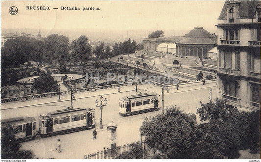 Brussels - Bruselo - Botanika Gardeno - tram - Esperanto - old postcard - 1933 - Belgium - used - JH Postcards