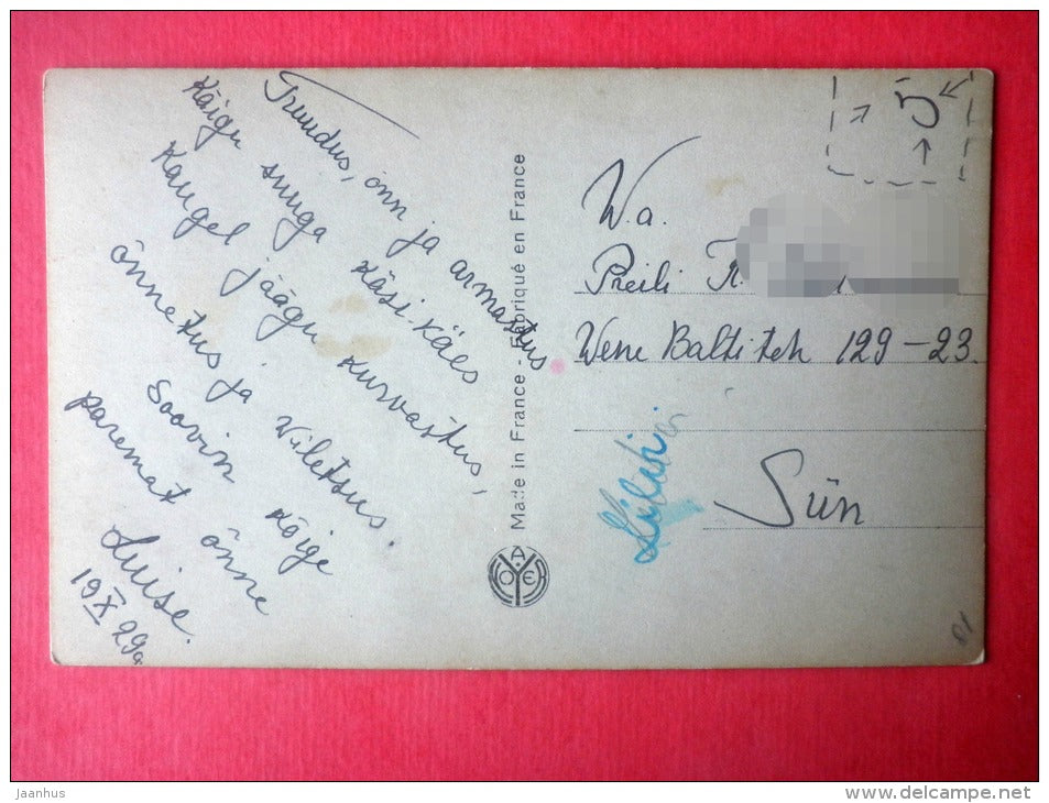 children - boy - flowers - Noyer 4709 - circulated in Estonia 1929 - JH Postcards