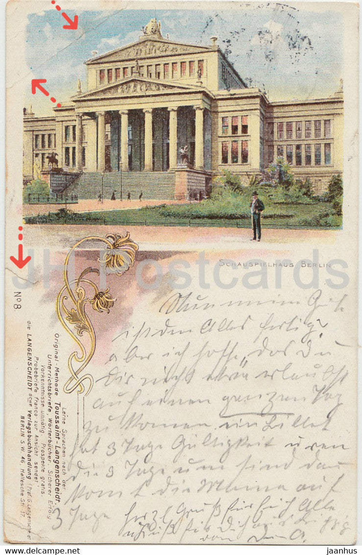 Berlin - Schauspielhaus - theatre - Methode Toussaint Langenscheidt - 8 - old postcard - 1899 - Germany - used - JH Postcards