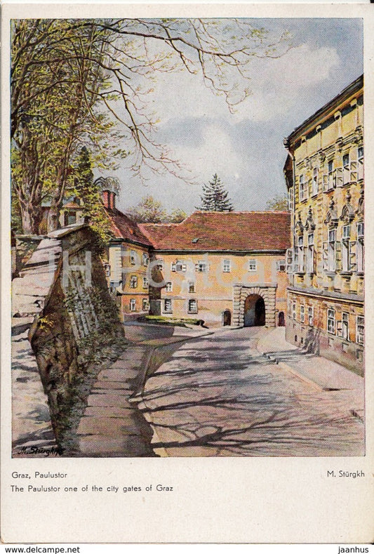 illustration by M. Sturgkh - Graz , Paulustor - Austria - unused - JH Postcards