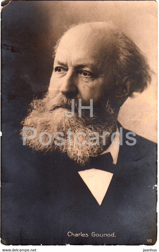 French composer - Charles Gounod - music - 512 - old postcard - unused - JH Postcards