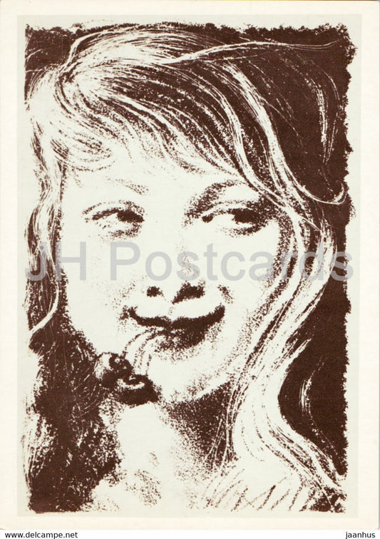 Colas Breugnon by Romain Rolland - girl - illustration by Kibrik - 1988 - Russia USSR - unused - JH Postcards