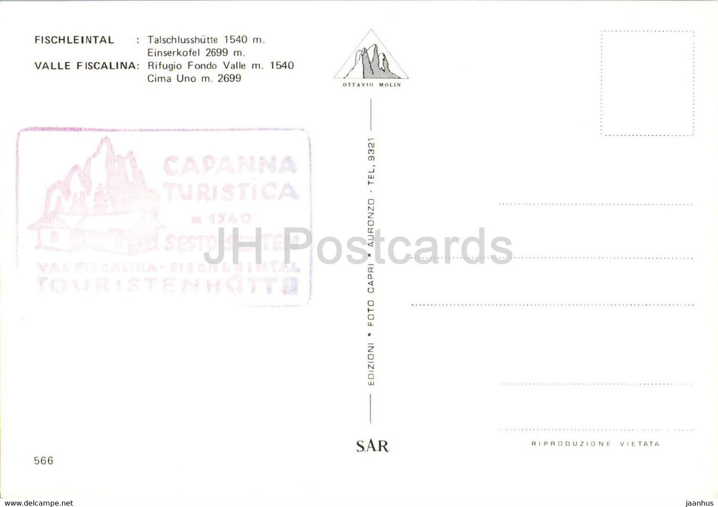 Fischleintal - Talschlusshutte - Einserkofel - Valle Fiscalina - Rifugio Fondo Valle - Cim Uno - 566 - Italy - unused