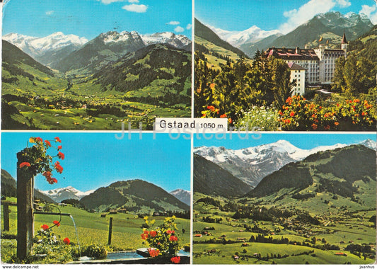 Gstaad 1050 m - Berghaus Eggli - multiview - Switzerland - 1975 - used - JH Postcards