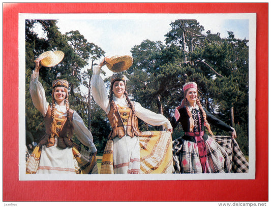 Kepurine, Lithuanian Folk Dance with Hats - Lithuanian Folk  Dance - folk costumes - 1979 - USSR Lithuania - unused - JH Postcards