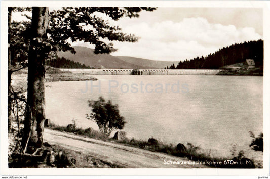 Schwarzenbach Talsperre 670 m - old postcard - 1953 - Germany - used - JH Postcards