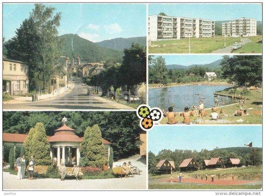 Hejnice - Libverda - Bily Potok - near Liberec - stamp lovomotive - Czechoslovakia - Czech - used 1987 - JH Postcards