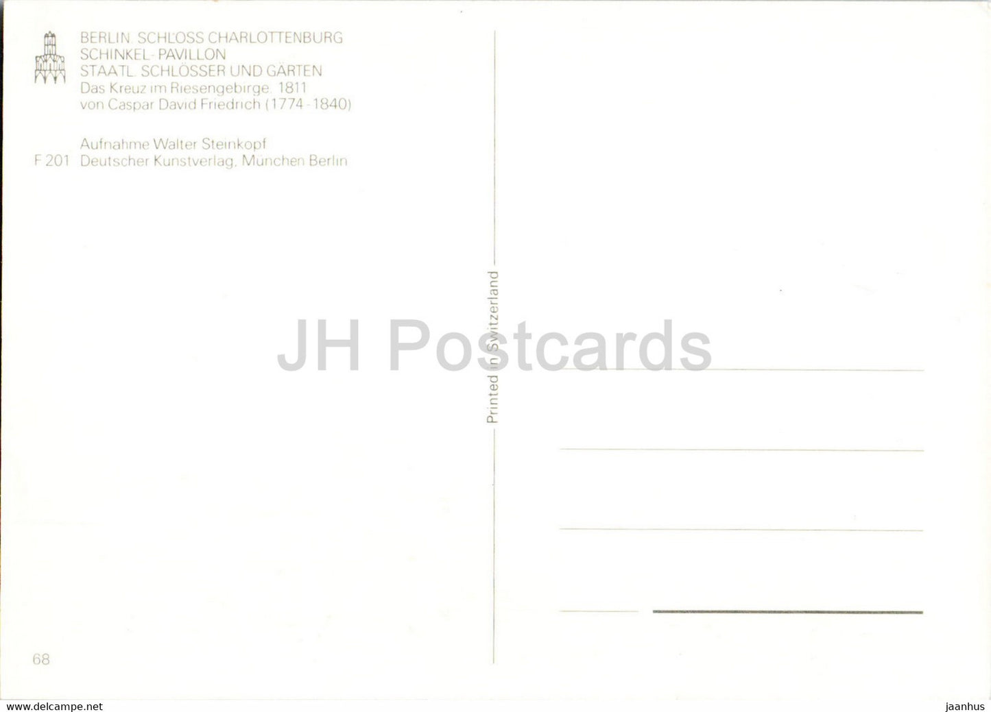 painting by Caspar David Friedrich - Das Kreuz im Riesengebirge - German art - Switzerland - unused