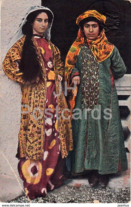Muhamedanische Teppich Knupferinnen - muslim carpet weavers - folk costumes - old postcard - 1910 - Germany - used - JH Postcards
