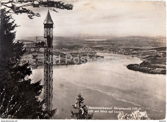 Hammetschwand - Burgenstock 1132 m - Lift mit Blick auf Luzern - old postcard - Switzerland - used - JH Postcards